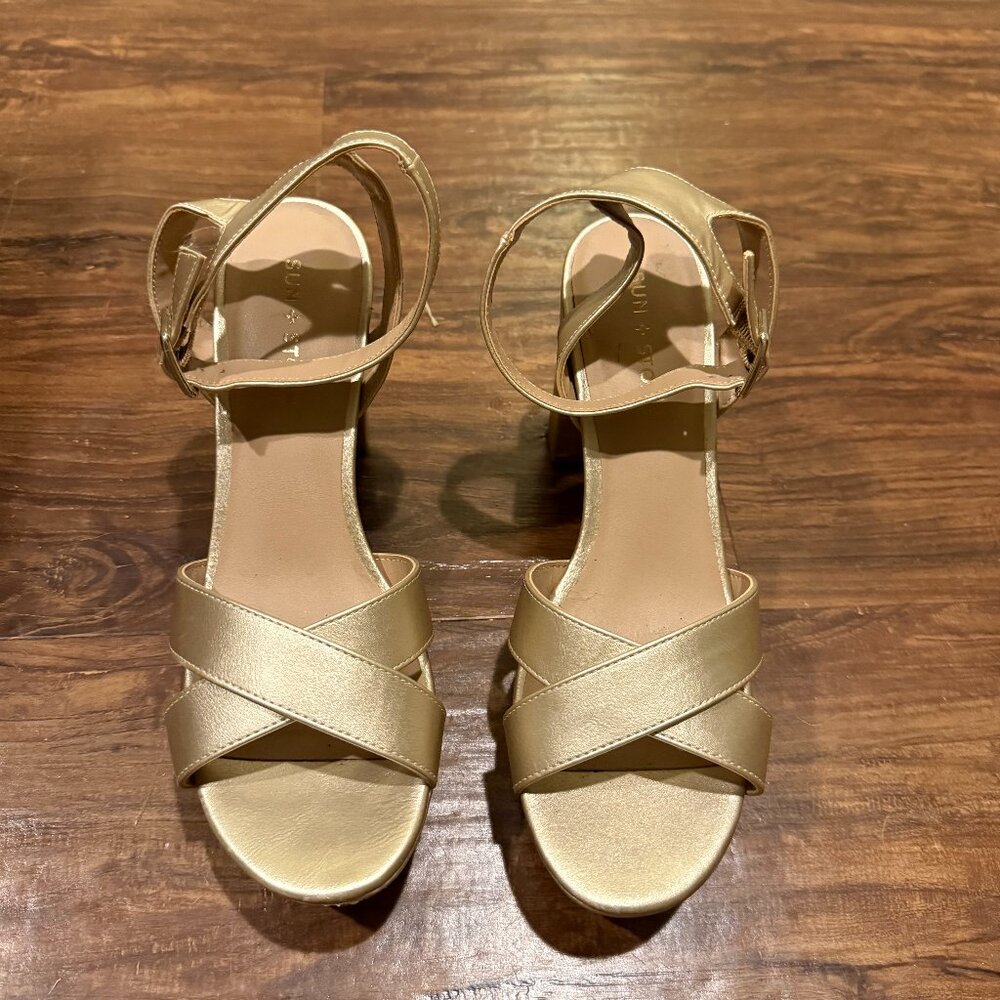 Sun + Stone Gold Heels - Size 9.5 - Worn Once
